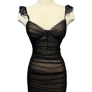 Elegant Black Lace Trimmed Dress